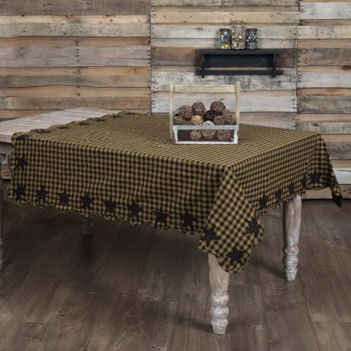  VHC Brands Black Star Scalloped Table Cloth, 60 x 60,