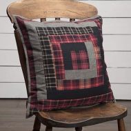 VHC Brands Cumberland Patchwork Pillow Rustic Bedding Lodge Decor Chili Pepper Red 18x18