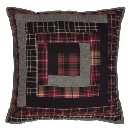  VHC Brands Cumberland Patchwork Pillow Rustic Bedding Lodge Decor Chili Pepper Red 18x18