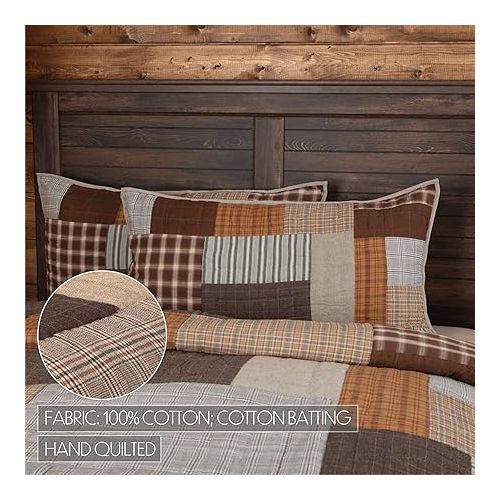  VHC Brands Rustic & Lodge Farmhouse Rory Grey Bedding Accessory, King Sham 21x37, Brown