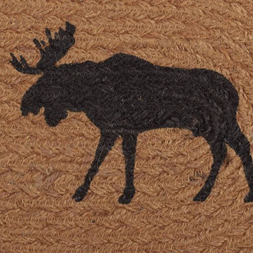  VHC Brands Rustic Tabletop Kitchen Shasta Cabin Moose Jute Stenciled Print Oval 8x24 Bedding Accessory, Runner, Natural Tan