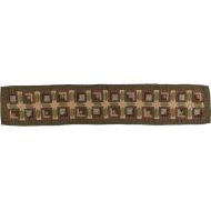 VHC Brands Tea Cabin Runner Quilted 13x72 Log Cabin Country Rustic Lodge Kitchen Tabletop Design, Moss Green and Deep Red