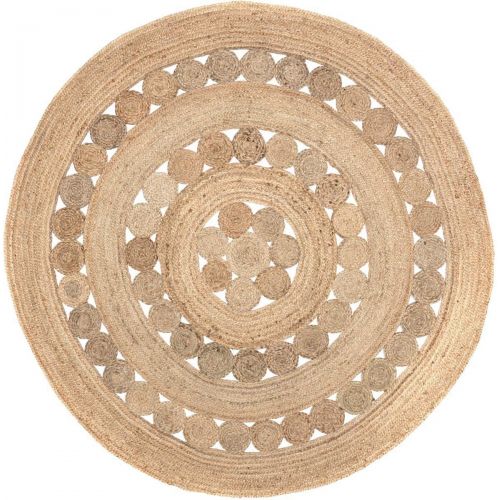  VHC Brands Coastal Farmhouse Flooring - Celeste Tan Round Jute Rug, 3 Diameter