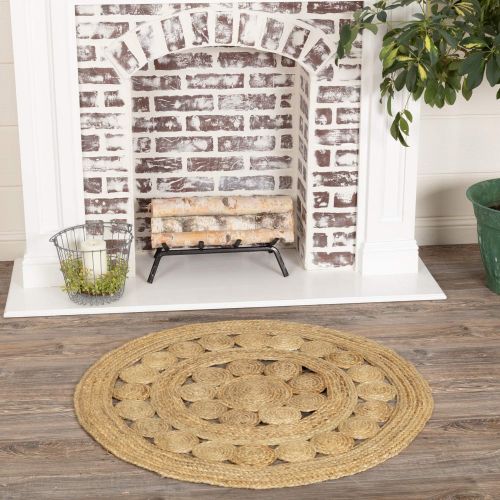  VHC Brands Coastal Farmhouse Flooring - Celeste Tan Round Jute Rug, 3 Diameter