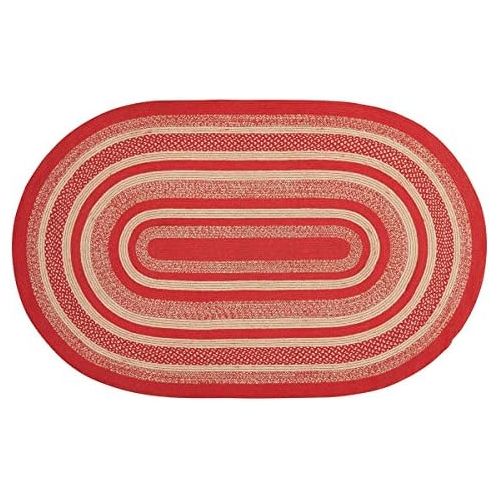  VHC Brands Christmas Classic Country Flooring - Cunningham Jute Red Oval Rug, 5 x 8