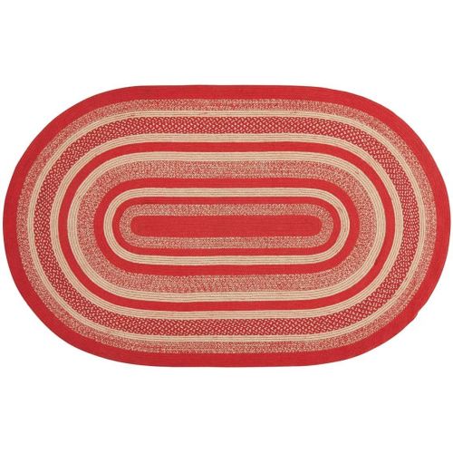  VHC Brands Christmas Classic Country Flooring - Cunningham Jute Red Oval Rug, 5 x 8