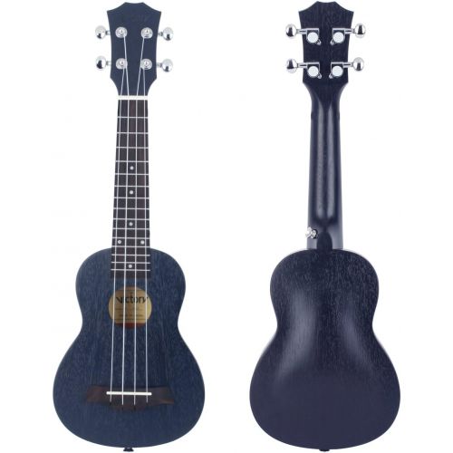  VIVICTORY Soprano Ukulele 21 Inch Mahogany Aquila String with Beginner kit : Tuner, Gig Bag, Straps and Picks - Black