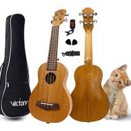 VIVICTORY Soprano Ukulele 21 Inch Mahogany Aquila String With Beginner Kit : Tuner, Gig Bag, Straps and Picks - Natural Color