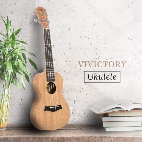  VIVICTORY Soprano Ukulele 21 Inch Mahogany Aquila String With Beginner Kit : Tuner, Gig Bag, Straps and Picks - Natural Color