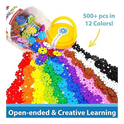  VIAHART Brain Flakes 500 Piece Set, Ages 3+, Interlocking Plastic Disc Toy for Creative Building, Educational STEM Learning, Construction Block Play for Kids, Teens, Adults, Boys, and Girls