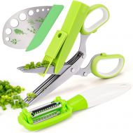 [아마존베스트]VIBIRIT Herb Scissors Leaf Herb Stripper, Stainless Steel 5 Blade Kitchen Scissors, for Mince Chicken, Poultry, Fish, Meat, Vegetables, Collard Greens, Parsley, Rosemary Herb | Dis