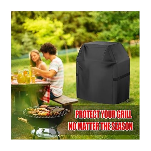  Grill Cover, 40 inch Small Gas Grill Cover for Outdoor Grill, Waterproof, Weather Resistant, UV & Fade Resistant, BBQ Grill Cover with Hook and Loop Straps, Black