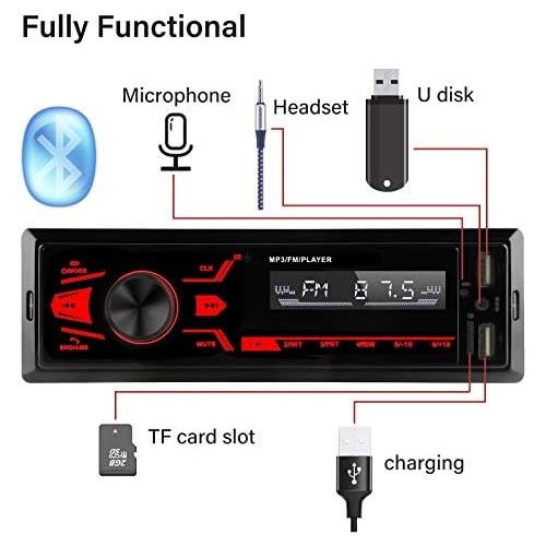  [아마존베스트]-Service-Informationen Car Stereo Bluetooth Handsfree Calling with LCD Display Support USB/TF/AUX/MP3/Dual USB/Button Car Audio Multimedia Player USB Fast Charge