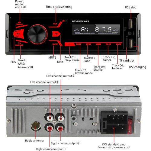  [아마존베스트]-Service-Informationen Car Stereo Bluetooth Handsfree Calling with LCD Display Support USB/TF/AUX/MP3/Dual USB/Button Car Audio Multimedia Player USB Fast Charge