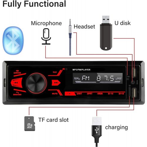  [아마존베스트]-Service-Informationen Car Stereo Bluetooth Handsfree Calling with LCD Display Support USB/TF/AUX/MP3/Dual USB/Button Car Audio Multimedia Player USB Fast Charge