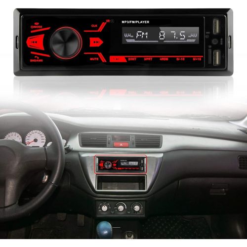  [아마존베스트]-Service-Informationen Car Stereo Bluetooth Handsfree Calling with LCD Display Support USB/TF/AUX/MP3/Dual USB/Button Car Audio Multimedia Player USB Fast Charge