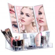 VICOODA Makeup Vanity Mirror with 21 Led Lights/Lighted Makeup Mirror with Acrylic Makeup Organizer,...