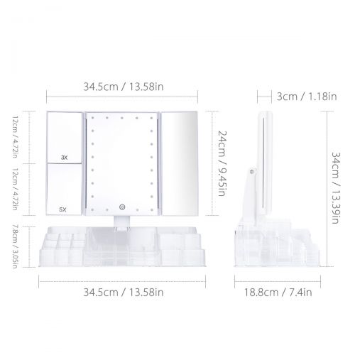  VICOODA Makeup Vanity Mirror with 21 Led Lights/Lighted Makeup Mirror with Acrylic Makeup Organizer,...