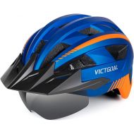 VICTGOAL Bike Helmet for Men Women with Led Light Detachable Magnetic Goggles Removable Sun Visor Mountain & Road Bicycle Helmets Adjustable Size Adult Cycling Helmets