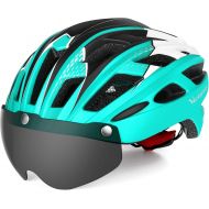 VICTGOAL Bike Helmet for Men Women with Safety Led Back Light Detachable Magnetic Goggles Visor Mountain & Road Bicycle Helmets Adjustable Adult Cycling Helmets