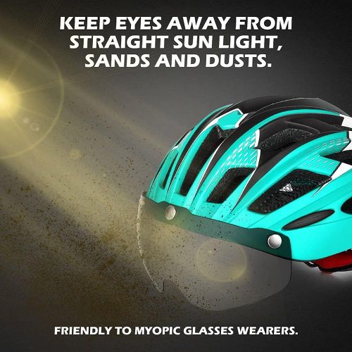  VICTGOAL Bike Helmet for Men Women with Safety Led Back Light Detachable Magnetic Goggles Visor Mountain & Road Bicycle Helmets Adjustable Adult Cycling Helmets