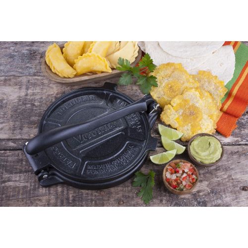  [아마존베스트]Victoria 8 Inch Cast Iron Tortilla Press Tortilla Maker Flour Tortilla Press Rotis Press Dough Press Pataconera Seasoned with Flaxeed Oil Black