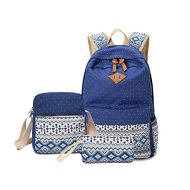 VICYUNS Vicyuns School Backpack Set Including Backpack, Messenger Bag, Pencil Bag for Teenagers,Kids and Students (Navy)