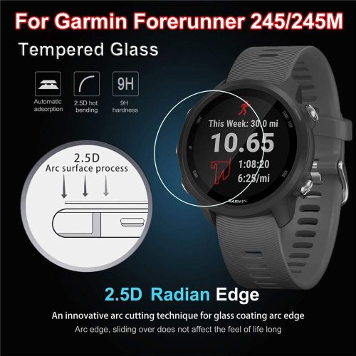  VIESUP for Garmin Forerunner 245/Forerunner 245 Music Screen Tempered, [2pack] Premium Thin 2.5D Arc Edges 9H Hardness HD Clear Screen Protector Film for Garmin Forerunner 245 Smar