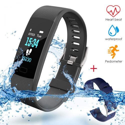  VIFLYKOO Fitness Armband mit Pulsmesser, Fitness Tracker Farbbildschirm Wasserdicht IP67 Bluetooth Smartwatch Fitness Uhr Sport GPS Aktivitatstracker Schrittzahler Anruf SMS fuer Ki