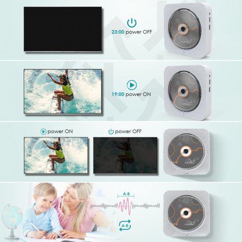  [아마존 핫딜]  [아마존핫딜]DVD-Player,VIFLYKOO Bluetooth Tragbaren Wand Montierbaren CD/DVD Radio Musik-Player mit Full HD 1080p und Fernbedienung,2 HiFi-Lautsprecher,FM/USB/HDMI/MP3/3,5mm RCA fuer Kinder Stu