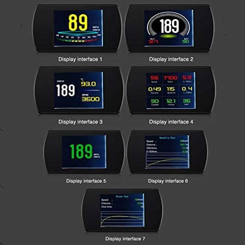  VIGORFLYRUN PARTS LTD HUD Head Up Display for Car Fuel Consumption Speed Meter KM/H Overspeed Alarm Voltmeter Engine Failure Engine Speed Water Temperature Meter Pause Reminder OBD2 P12