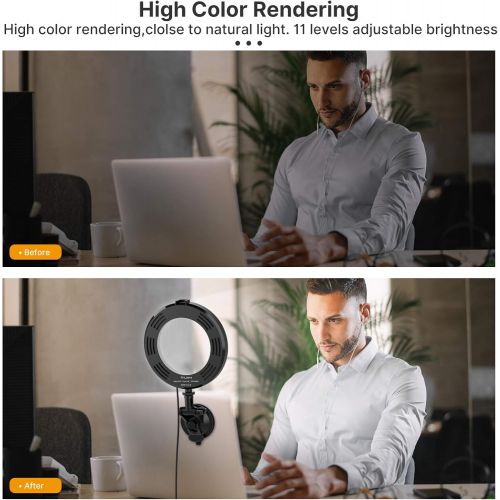  [아마존베스트]VIJIM Zoom Lighting for Computer,6.3 Ring Light for Laptop,Video Conference Lighting Kit with 3 Light Modes & 10 Brightness Level,Laptop Circle Lamp for Zoom Meetings/Video Calls/S