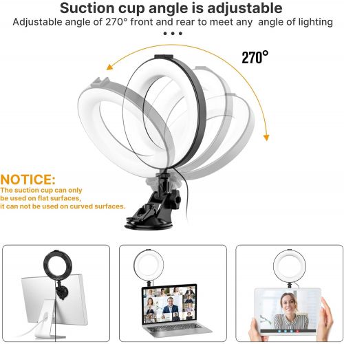  [아마존베스트]VIJIM Zoom Lighting for Computer,6.3 Ring Light for Laptop,Video Conference Lighting Kit with 3 Light Modes & 10 Brightness Level,Laptop Circle Lamp for Zoom Meetings/Video Calls/S