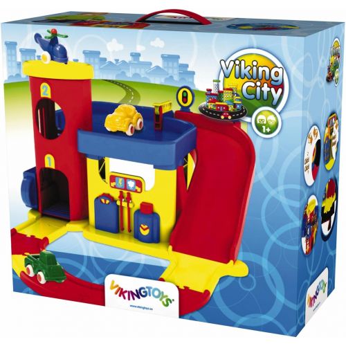  Viking City Two-Story Garage with Helipad, Elevator and Three 2 34 Vehicles - Ages 12 Months and Up