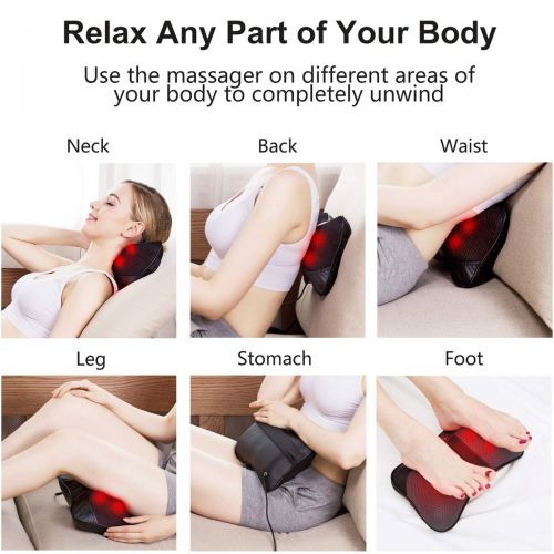  Neck and Back Massager Pillow - Shiatsu Kneading Massage with Heat for Shoulders, Lower Back, Waist, Legs, Foot and Full Body Muscle Pain Relief - VIKTOR JURGEN Unique Gifts for Me