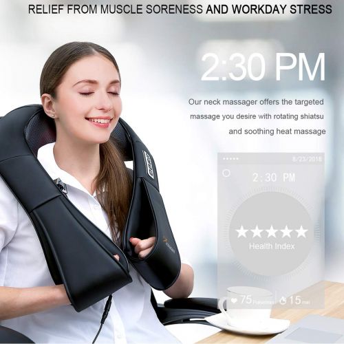  Shiatsu Neck & Back Massager with Heat - VIKTOR JURGEN Deep Tissue Kneading Sports Recovery Massagers for Neck, Back, Shoulders, Foot - Relaxation Gifts for Him/Her/Women/Men (Mass