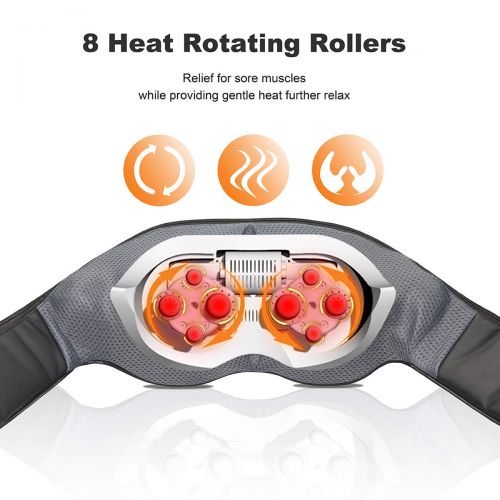  Shiatsu Neck & Back Massager with Heat - VIKTOR JURGEN Deep Tissue Kneading Sports Recovery Massagers for Neck, Back, Shoulders, Foot - Relaxation Gifts for Him/Her/Women/Men (Mass