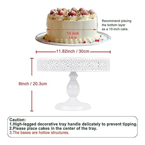  12 Inch Cake Stand Round Cupcake Stands Metal Dessert Display Cake Stands, White