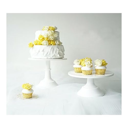  2-Set Modern Cake Stands Round Cake Stand Cupcake Stands for Baby Shower, Wedding Birthday Party Celebration, White