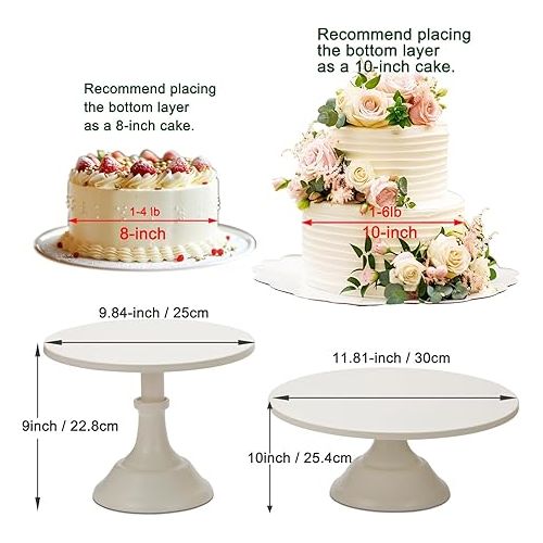  2-Set Modern Cake Stands Round Cake Stand Cupcake Stands for Baby Shower, Wedding Birthday Party Celebration, White