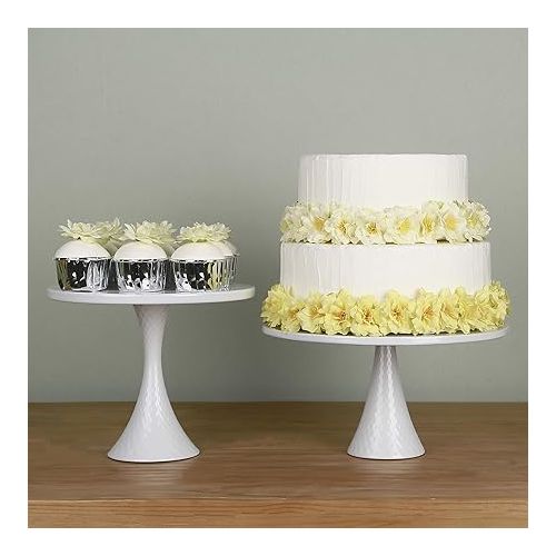  2 Pieces Cake Stands Set Modern Round Cupcake Stands Metal Dessert Display Cake Stand, White