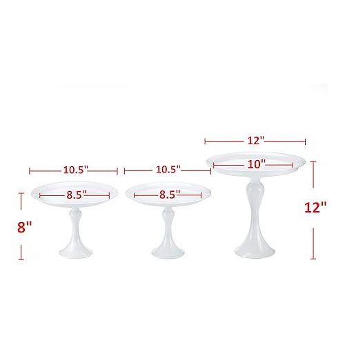  3-Pieces Cake Stand Set Round Metal Cake Stands Dessert Display Cupcake Stands, White