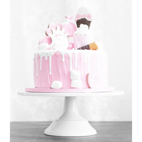  VILAVITA 2-Set Modern Cake Stands Round Cake Stand Cupcake Stands for Baby Shower, Wedding Birthday Party Celebration, White
