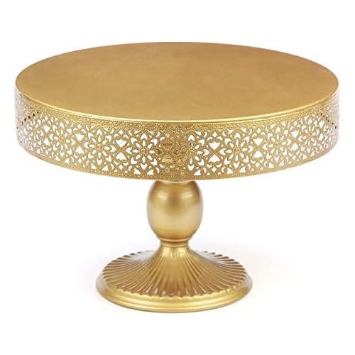  VILAVITA 12 Inch Cake Stand Round Cupcake Stands Metal Dessert Display Cake Stands, Light Gold