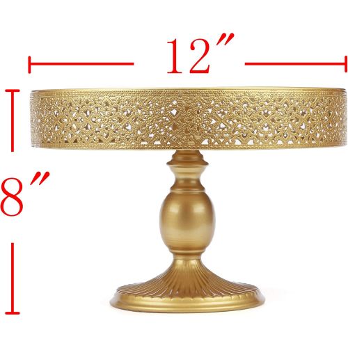  VILAVITA 12 Inch Cake Stand Round Cupcake Stands Metal Dessert Display Cake Stands, Light Gold