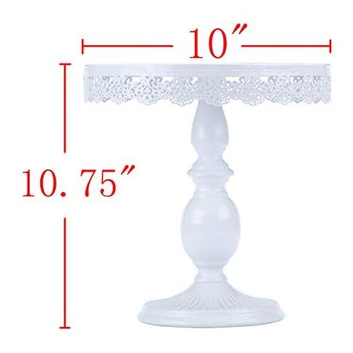  VILAVITA 10 Inch Cake Stand Round Cupcake Stands Metal Dessert Display Cake Stands, White