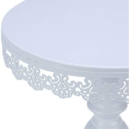  VILAVITA 10 Inch Cake Stand Round Cupcake Stands Metal Dessert Display Cake Stands, White