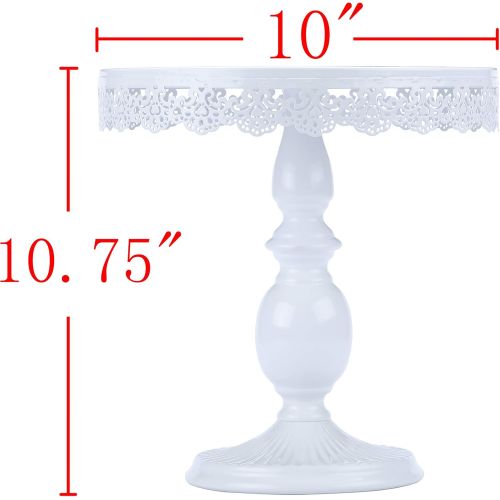  VILAVITA 10 Inch Cake Stand Round Cupcake Stands Metal Dessert Display Cake Stands, White