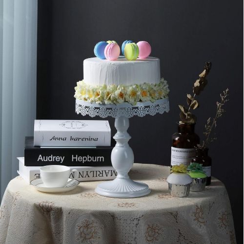  VILAVITA 10 Inch Cake Stand Round Cupcake Stands Metal Dessert Display Cake Stands, White