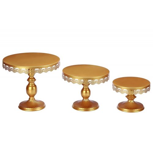  VILAVITA Set of 3 Cake Stands Round Cupcake Stands Metal Dessert Display Cake Stand, Gold